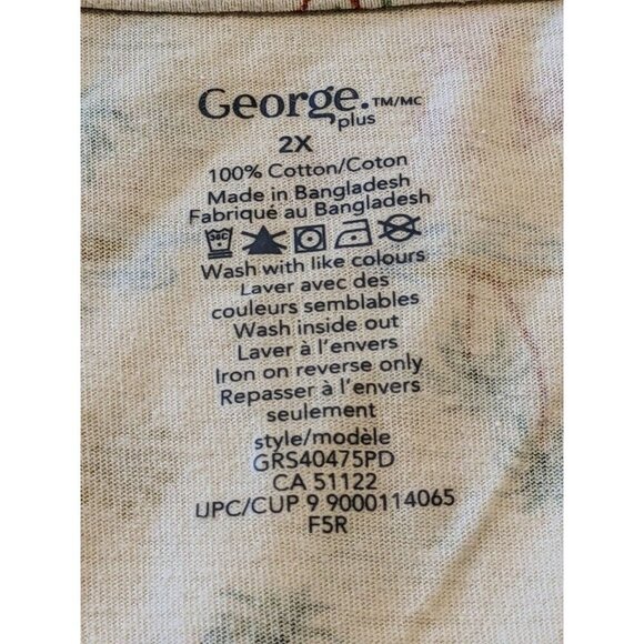 Womens Plus 2X Sleepwear Sleep Gown Palm Trees Sun Shells Vacation Resortwear - Picture 5 of 7